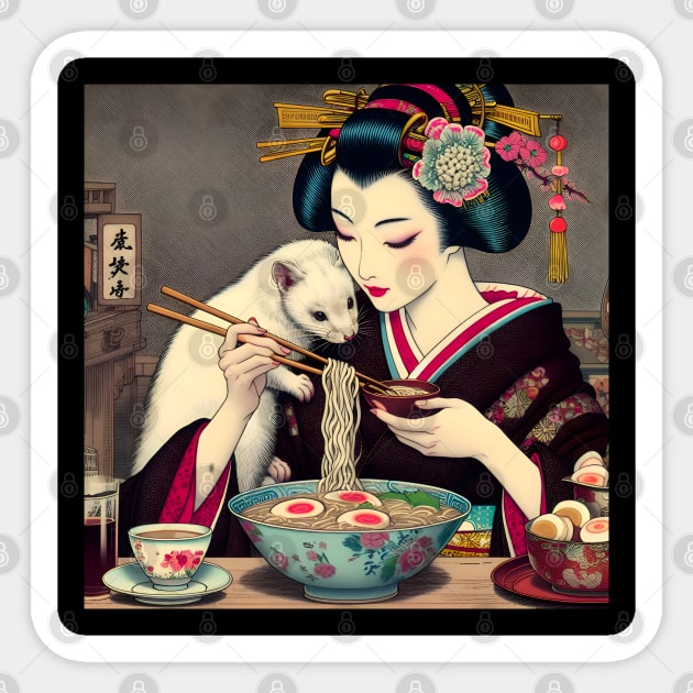 ramen life - ukiyo-e ramen life Sticker by vaporgraphic